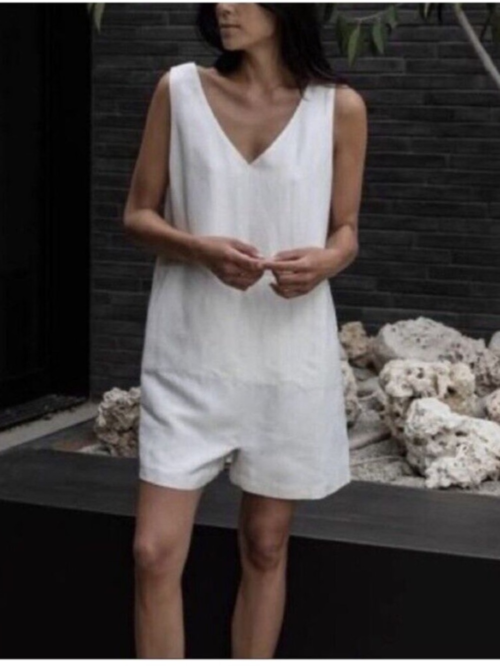 Lunya Resort Linen Silk Romper White Size Medium  Loungewear $198